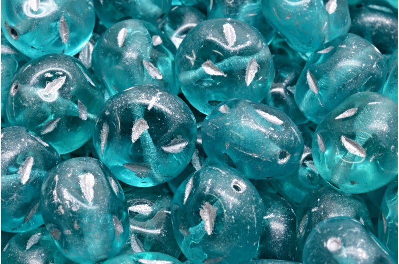 Monon 石珠，透明海蓝色，镀银（60110-54301），玻璃，捷克共和国