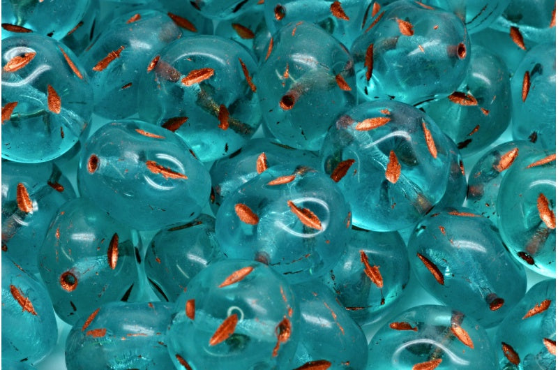 モノンストーンビーズ、透明アクア銅線入り（60110-54319）、ガラス、チェコ共和国