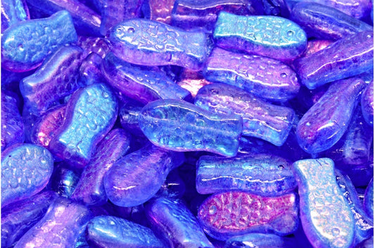OUTLET 10 grams Medium Fish Beads, 14 x 7 mm, Crystal Glossy Blue Violet (00030-48102), Glass, Czech Republic