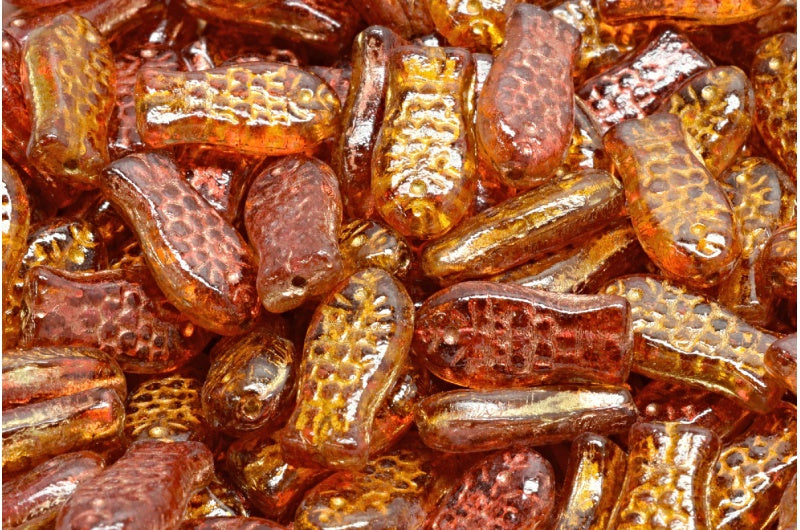 ミディアムフィッシュビーズ、クリスタルゴールドライン 28012 (00030-54302-28012)、ガラス、チェコ共和国