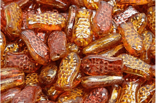 ミディアムフィッシュビーズ、クリスタルゴールドライン 28012 (00030-54302-28012)、ガラス、チェコ共和国