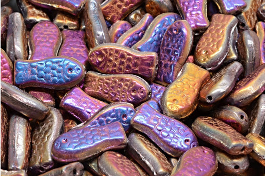 OUTLET 10 grams Medium Fish Beads, 14 x 7 mm, Crystal Sliperit Full (2X Side) (00030-29503), Glass, Czech Republic