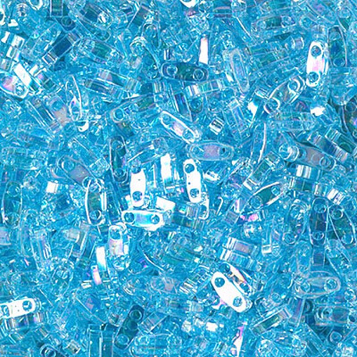Miyuki Tila / Half Tila / Quater Tila 2-hole Beads, Transp.Aqua AB (#0260), Glass, Japan