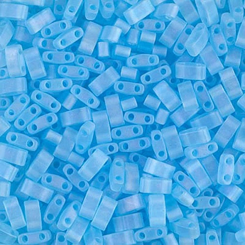Miyuki Tila / Half Tila / Quater Tila 2-hole Beads, Matte Transparent Aqua AB (#0148FR), Glass, Japan