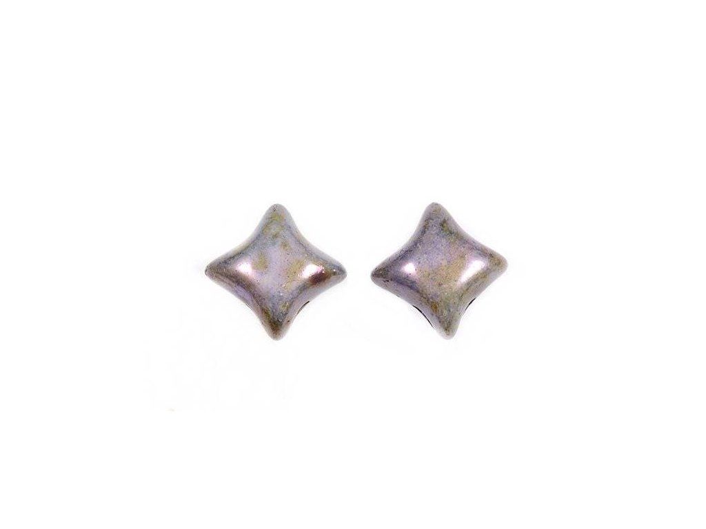 清仓 10克 压制珠，8 x 8毫米，粉笔白染色带蓝色光泽 (03000-65431)，玻璃，捷克共和国