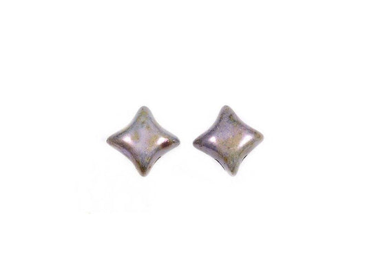 OUTLET 10 grams Pressed Beads, 8 x 8 mm, Chalk White Stain With Luster Blue (03000-65431), Glass, Czech Republic