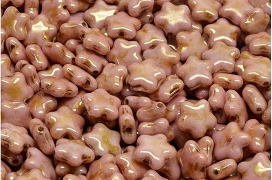 フラットスタービーズ、ホワイトステイン、ラスターレッド（02010-65491）、ガラス、チェコ共和国