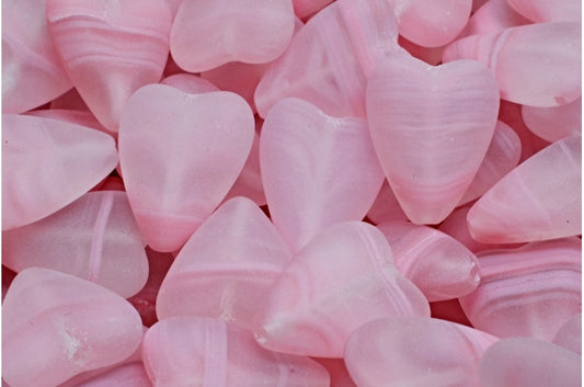 OUTLET 10克长心形珠子，丝滑粉色哑光（76027-84100），玻璃，捷克共和国