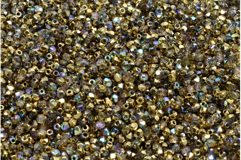 Faceted Round Fire Polished Beads, Crystal 98536 (00030-98536), Glass, Czech Republic