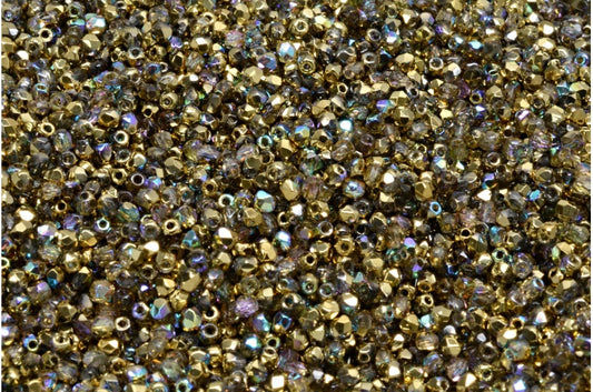 Faceted Round Fire Polished Beads, Crystal 98536 (00030-98536), Glass, Czech Republic