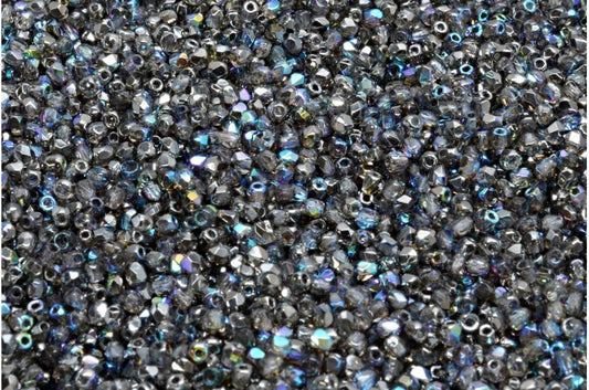 Faceted Round Fire Polished Beads, Crystal 98537 (00030-98537), Glass, Czech Republic