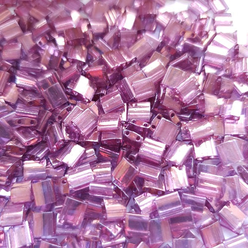 Miyuki Tila / Half Tila / Quater Tila 2-hole Beads, Lt.Amethyst Gold Luster (#0316), Glass, Japan