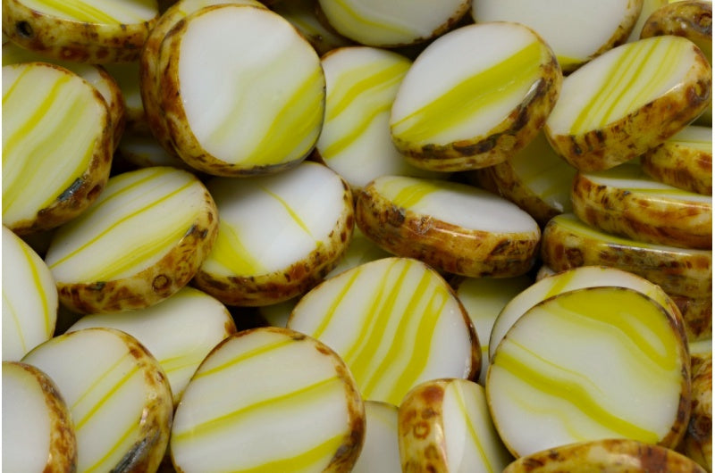 テーブルカット8エッジデザインビーズ、R2534トラバーチン（R2534-86800）、ガラス、チェコ共和国