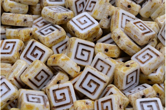 凯尔特方珠，白色石灰华铜衬里（02010-86800-54318），玻璃，捷克共和国