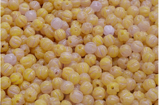 瓜珠，黄色冷紫色斑点（R0812-33305），玻璃，捷克共和国
