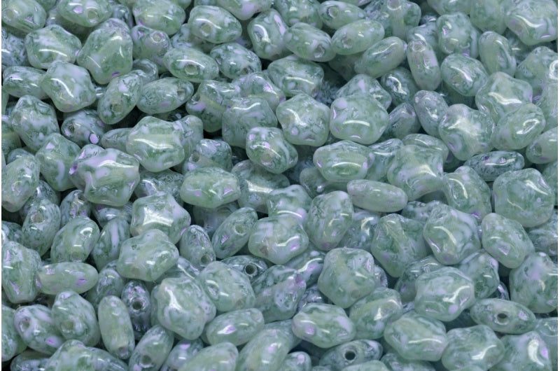 フラットスタービーズ、透明グリーンコールドパープルスポット（50520-33305）、ガラス、チェコ共和国