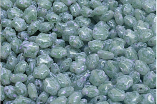 フラットスタービーズ、透明グリーンコールドパープルスポット（50520-33305）、ガラス、チェコ共和国