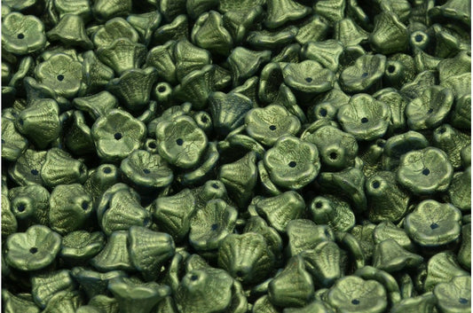 Bell Flower Cup Beads, White 24103 (02010-24103), Glass, Czech Republic