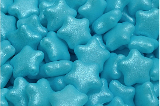 Flat Star Beads, White Blue (02010-542001), Glass, Czech Republic