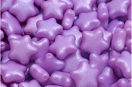 Flat Star Beads, White Purple (02010-542004), Glass, Czech Republic
