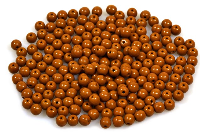 OUTLET 250g Round Pressed Druck Beads, Lined Green Brown Matte (16127-84110), Glass, Czech Republic