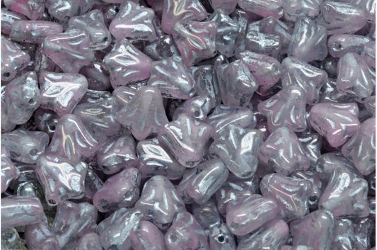 Lily Flower Beads, Pink Silver Lined (R0742-54301), Glass, Czech Republic
