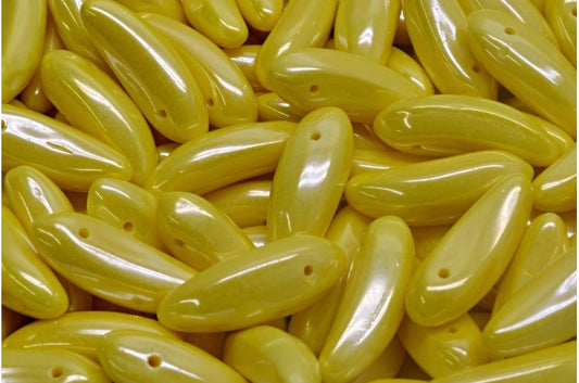 Banana Beads, Bright Yellow Brown Iris (83130-21415), Glass, Czech Republic