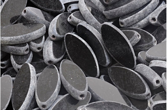 テーブルカット シップフラットビーズ、ブラックマットヘマタイト (23980-84100-14400)、ガラス、チェコ共和国