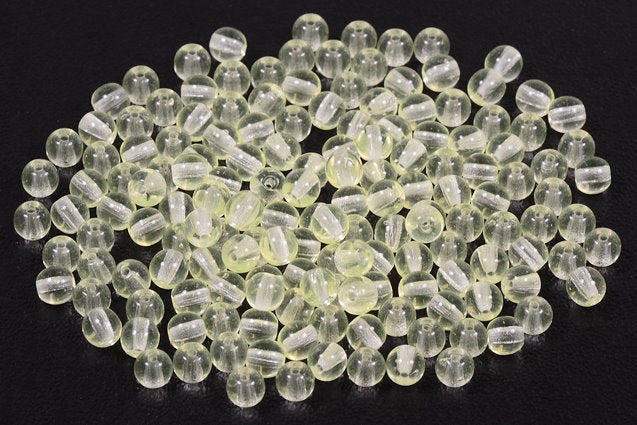 OUTLET 250g Round Pressed Druck Beads, Transparent Yellow (80130), Glass, Czech Republic