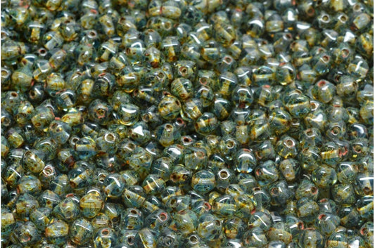 Bicone Beads, Cobalt Travertin (30050-86800), Glass, Czech Republic