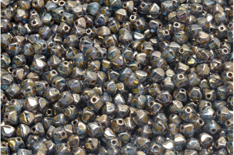 Bicone Beads, Transparent Aqua Luster (60020-15696), Glass, Czech Republic