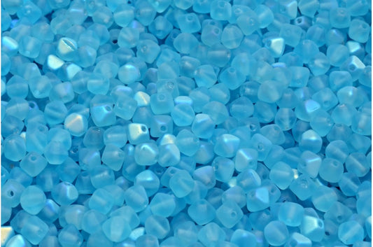 Bicone Beads, Transparent Aqua Matte Ab (60020-84100-28701), Glass, Czech Republic