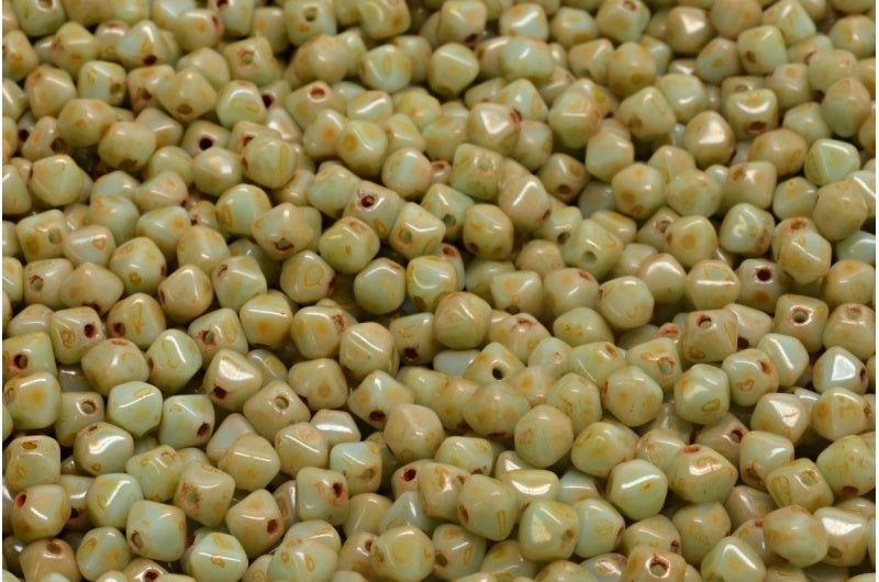 双円錐ビーズ、トルコ石トラバーチン（63110-86800）、ガラス、チェコ共和国