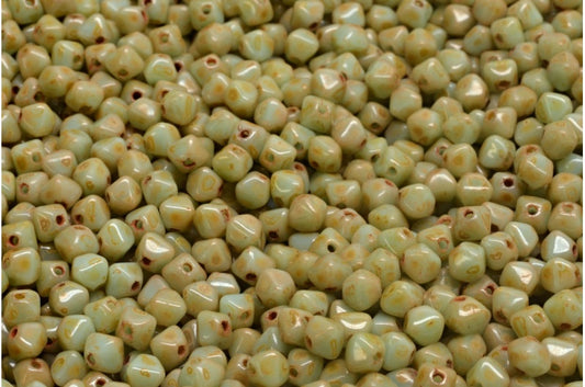 Bicone Beads, Turquise Travertin (63110-86800), Glass, Czech Republic