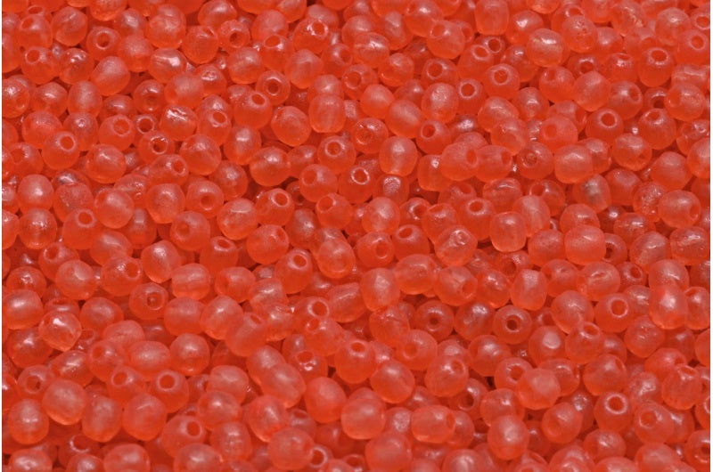 Faceted Round Fire Polished Beads, Transparent Pink Etched Beige Orange Spotted (70120-etch-33307), Glass, Czech Republic