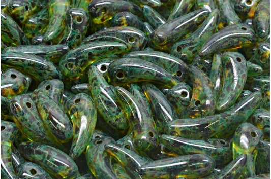 歯ビーズ、クリスタルトラバーチンライトターコイズ（00030-86800-34309）、ガラス、チェコ共和国