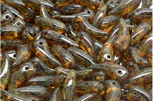 Tooth Beads, Crystal Travertin Light Gray (00030-86800-34311), Glass, Czech Republic