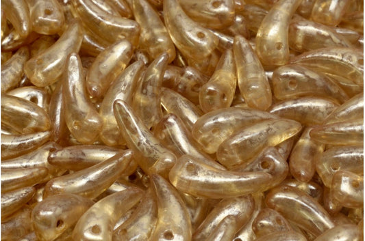 Tooth Beads, Crystal Gold Splash (00030-86710), Glass, Czech Republic