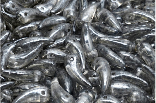 Tooth Beads, Crystal Silver Splash (00030-86790), Glass, Czech Republic