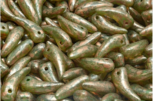 Tooth Beads, Crystal 84310 Copper Splash (00030-84310-86750), Glass, Czech Republic