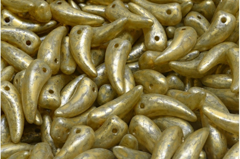 歯ビーズ、クリスタル 84312 ゴールドスプラッシュ (00030-84312-86720)、ガラス、チェコ共和国