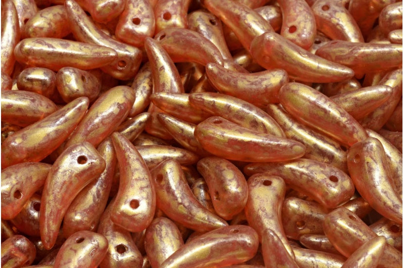 Tooth Beads, Crystal 84304 Gold Splash (00030-84304-86720), Glass, Czech Republic