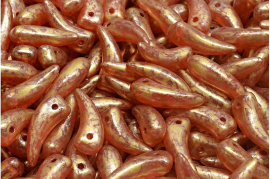 Tooth Beads, Crystal 84304 Gold Splash (00030-84304-86720), Glass, Czech Republic