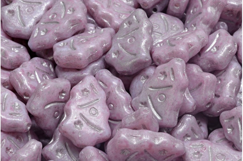 OUTLET 10 grams Christmas Tree Beads, 17 x 12 mm, White Light Fuchsia Pink Silver Lined (02010-34306-54301), Glass, Czech Republic