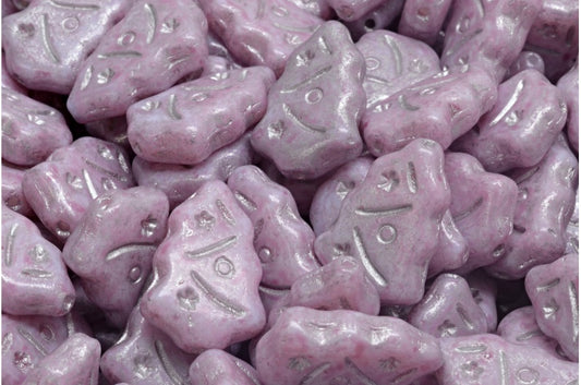 OUTLET 10 grams Christmas Tree Beads, 17 x 12 mm, White Light Fuchsia Pink Silver Lined (02010-34306-54301), Glass, Czech Republic