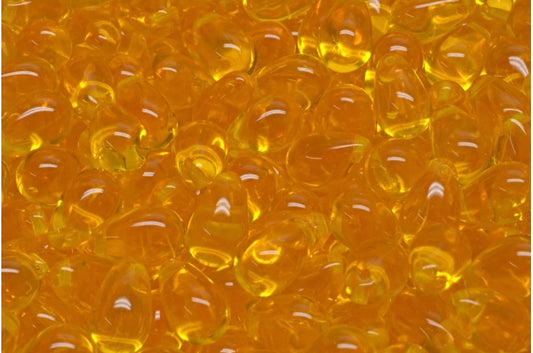 ドロップビーズ、透明イエロー（80030）、ガラス、チェコ共和国