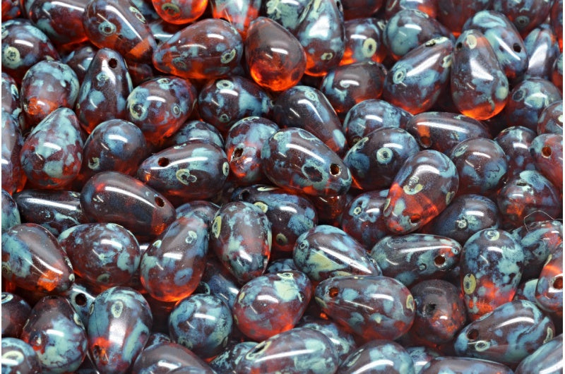 滴珠，红色石灰华（90000-86800），玻璃，捷克共和国