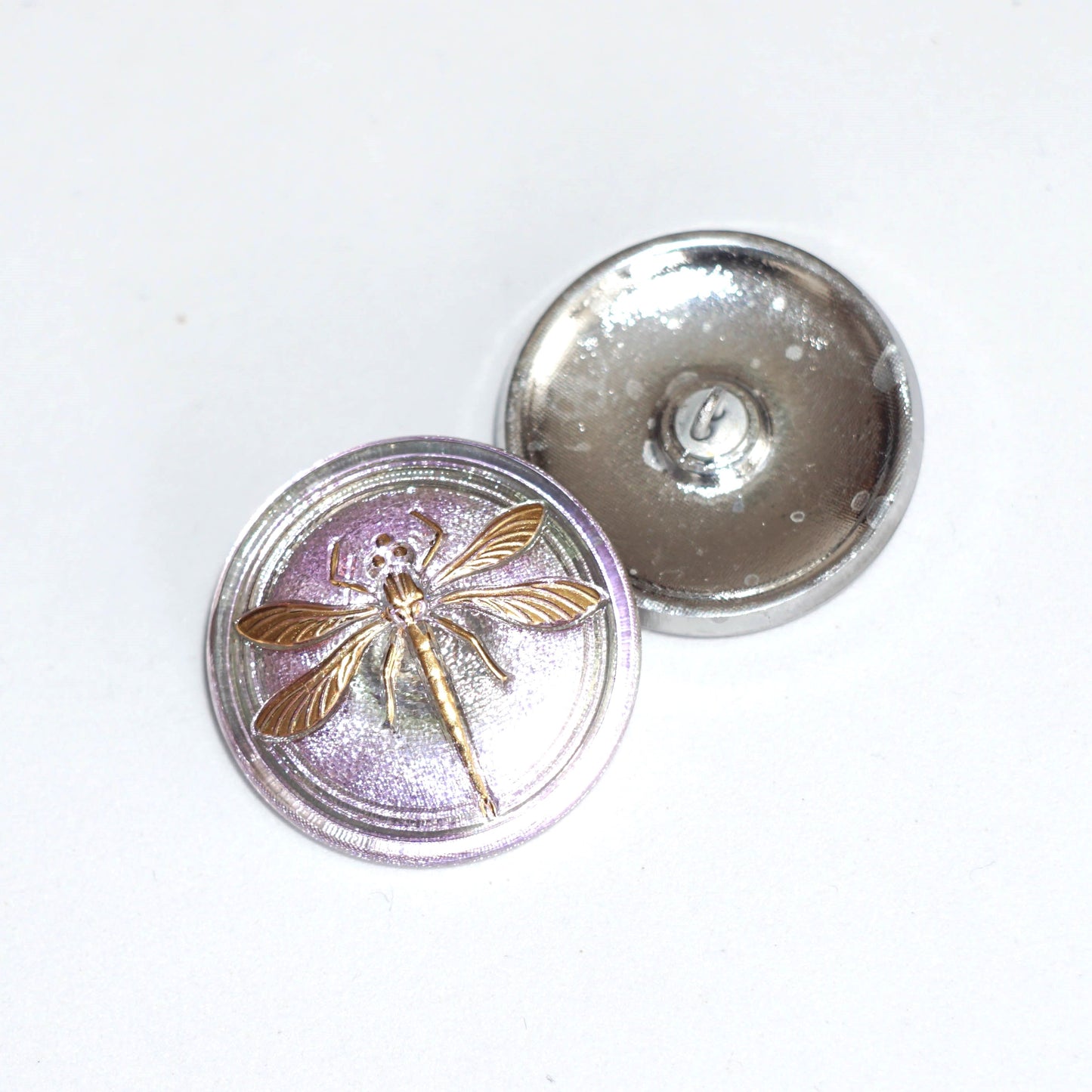 1個 ハンドペイントガラスボタン、飾りトンボ付き、サイズ14 (31.5 mm)、ガラス、チェコ共和国