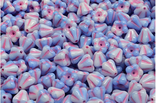 Bell Flower Beads, Light Sky Blue 47570 (07314-47570), Glass, Czech Republic