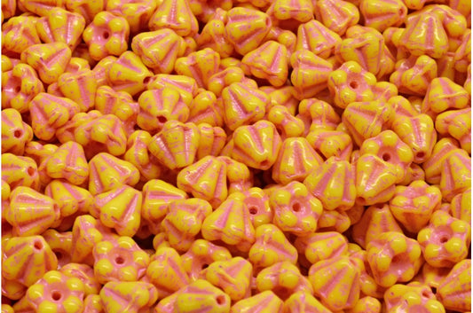 Bell Flower Beads, Yellow 47570 (83120-47570), Glass, Czech Republic